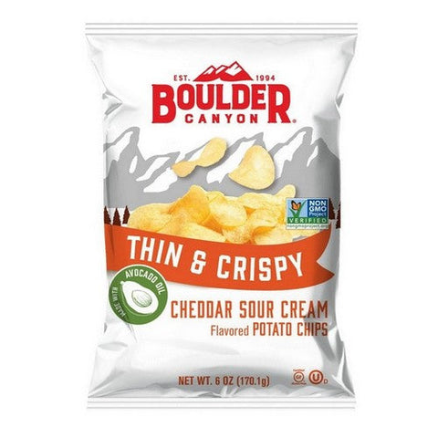 Boulder Canyon, Thin And Crispy Cheddar Sour Cream Kettle Chip, 6 Oz(Case Of 12) Boulder Canyon