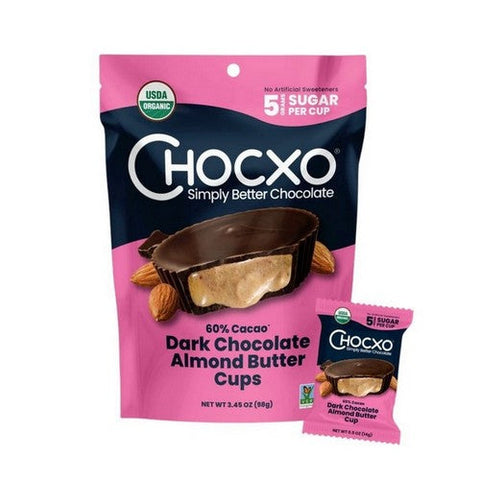 Chocxo, Dark Chocolate Almond Butter Cup, 3.45 Oz(Case Of 6) Chocxo