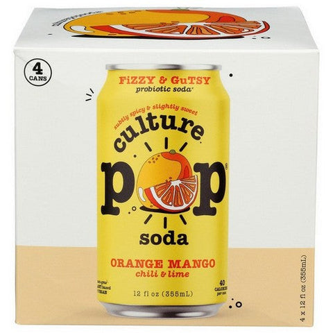 Culture Pop, Probiotic Soda Orange Mango, 48 Oz(Case Of 6) Culture Pop