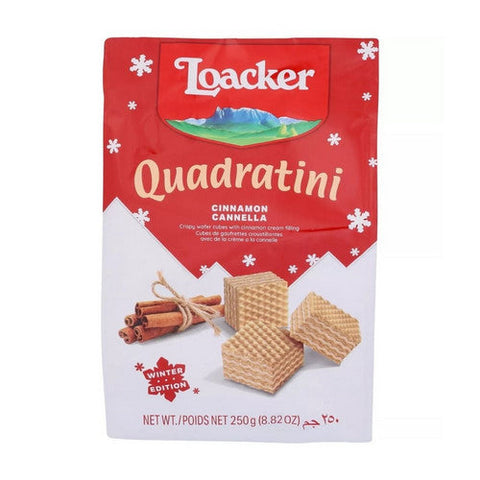 Loacker, Quadratini Holiday Bite Cinnamon Cannella Wafer Cookies, 8.82 Oz(Case Of 6) Loacker