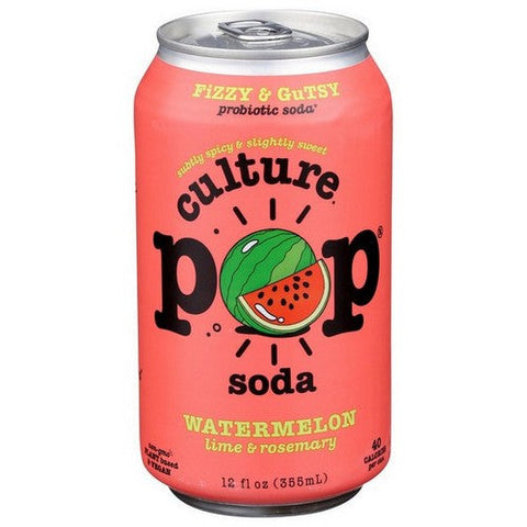 Culture Pop, Probiotic Soda Watermelon And Lime, 12 Oz(Case Of 12) Culture Pop