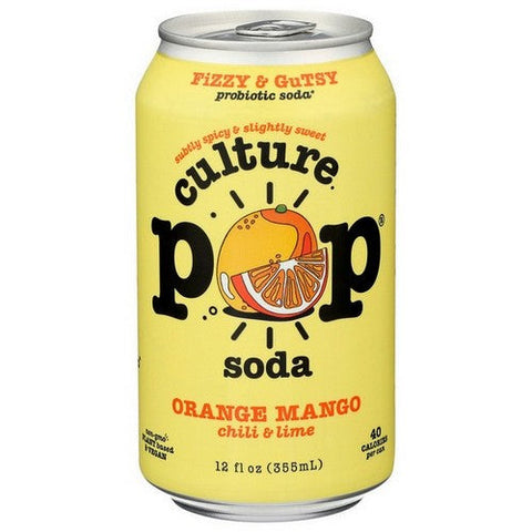 Culture Pop, Probiotic Soda Orange Mango And Lime, 12 Oz(Case Of 12) Culture Pop