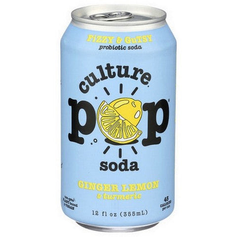 Culture Pop, Probiotic Soda Ginger Lemon And Turmeric, 12 Oz(Case Of 12) Culture Pop