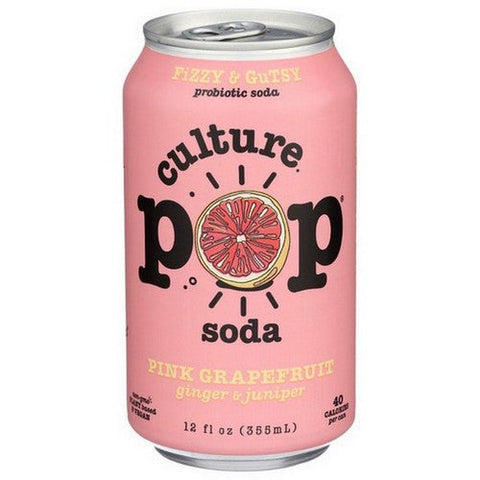 Culture Pop, Probiotic Soda Pink Grapefruit Ginger And Juniper, 12 Oz(Case Of 12) Culture Pop