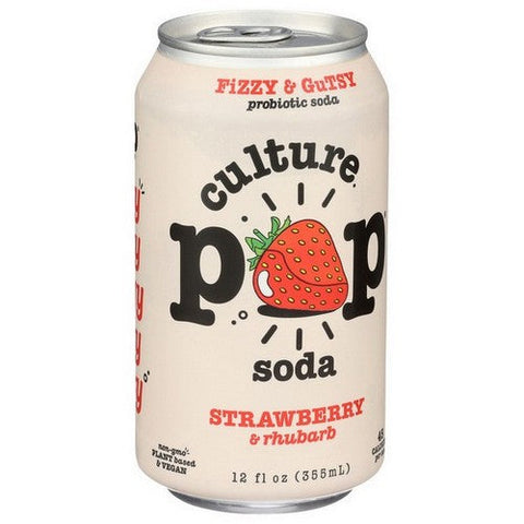 Culture Pop, Probiotic Soda Strawberry And Rhubarb, 12 Oz(Case Of 12) Culture Pop
