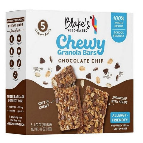 Blakes Seed Based, Chewy Granola Bar Chocolate Chip, 4.6 Oz(Case Of 6) Blakes Seed Based