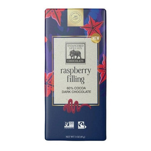 Endangered Species, Cocoa Dark Chocolate Raspberry Filling, 3 Oz(Case Of 12) Endangered Species