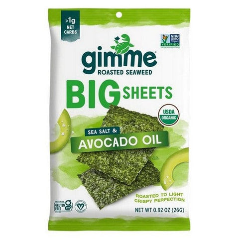 Gimme, Organic Roasted Seaweed Big Sheets Avocado Oil, 0.92 Oz(Case Of 10) Gimme