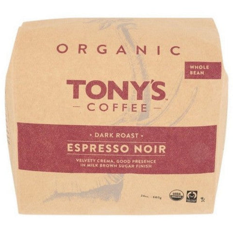 Tonys Coffee, Espresso Coffee Noir Whole Bean, 24 Oz (Case Of 8) Tonys Coffee
