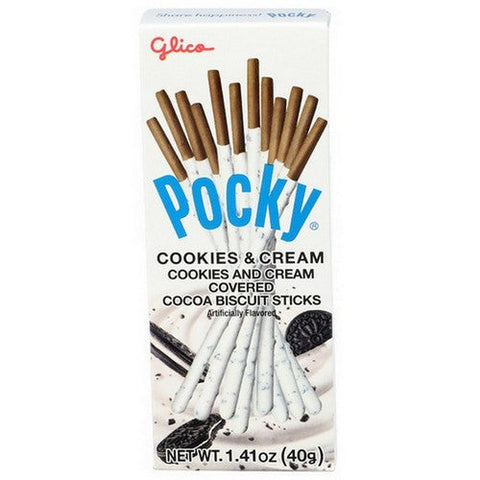 Glico, Pocky Cookies And Cream Dipped Cookie Sticks, 1.41 Oz(Case Of 20) Glico