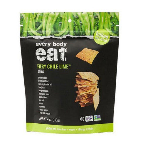 Every Body Eat, Fiery Chile Lime Thins, 4 Oz(Case Of 6) Every Body Eat