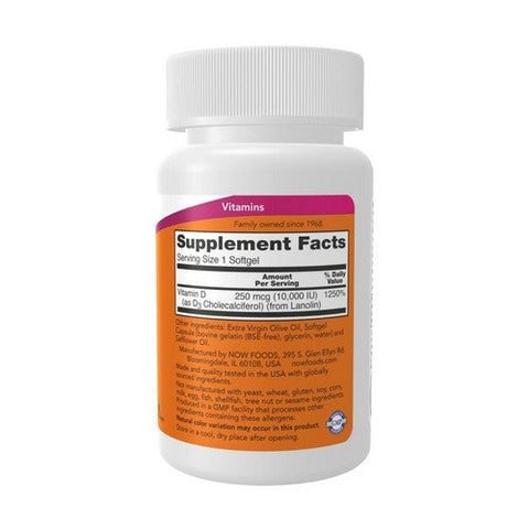 Now Foods, Vitamin D3, 10,000 IU, 30 Softgels