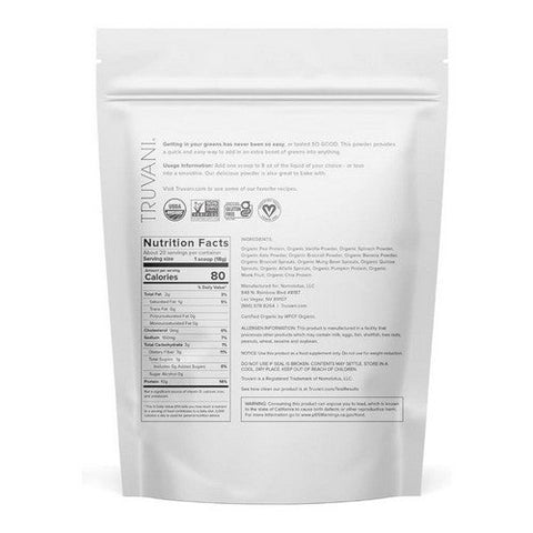 Truvani, Organic Protein Plus Greens Powder, 12.59 Oz Truvani