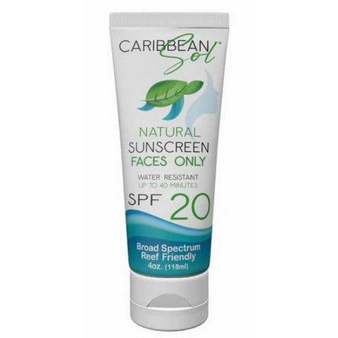 Caribbean Solutions, Faces Only Mineral Sunscreen Lotion SPF 20, 4 Oz Caribbean Solutions