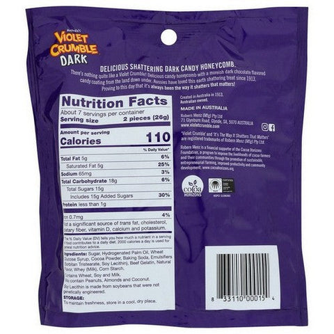 Violet Crumble, Dark Chocolate Honeycomb Crumble Cubes, 6 Oz (Case Of 8) Violet Crumble