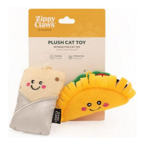 Zippyclaws Nomnomz Taco And Burrito Small-2 Pack,Catnip by Zippyclaws