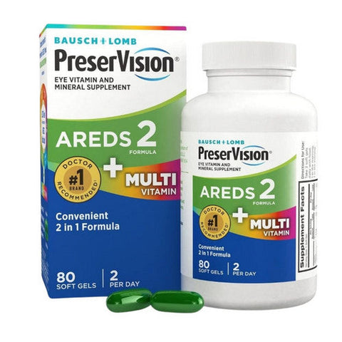 Bausch + Lomb, Preservision Areds 2 Formula + Multivitamin Soft Gels, 80 Softgels Bausch + Lomb