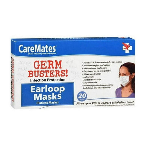 Caremates, Germ Busters Earloop Masks, 20 Count Caremates