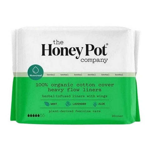 The Honey Pot, Organic Herbal Heavy Flow Pantiliners With Wings, 20 Count The Honey Pot