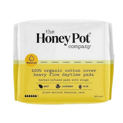 The Honey Pot, Organic Herbal Heavy Flow Menstrual Pads With Wings, 16 Count The Honey Pot
