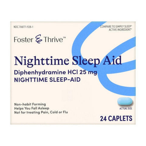 Foster And Thrive, Nighttime Sleep-Aid Diphenhydramine Hcl, 25 Mg, 24 Caps Foster And Thrive