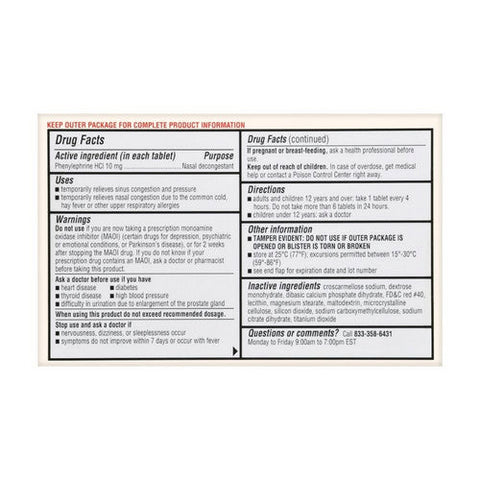 Foster And Thrive, Maximum Strength Nasal Decongestant Pe, 10 Mg, 36 Tabs Foster And Thrive