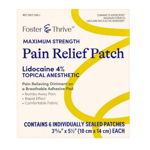 Foster And Thrive, Maximum Strength Pain Relief Patches, 6 Count Foster And Thrive