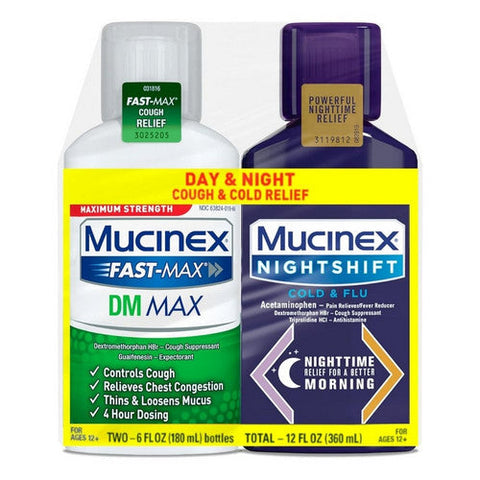 Mucinex, Mucinex Fast Max DM Max And Nightshift Cold And Flu Liquid, 12 Oz