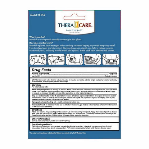 Theracare, Menthol Cold Hot Medicated Patch, 5 Count Theracare