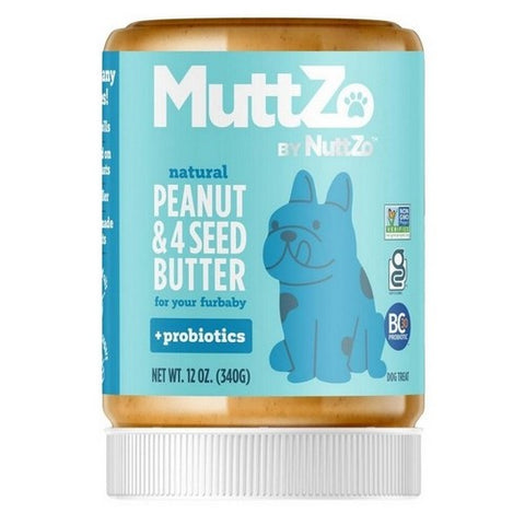 Nuttzo, Probiotic Peanut And 4 Seeds Butter Dog Treat, 12 Oz (Case Of 6) Nuttzo