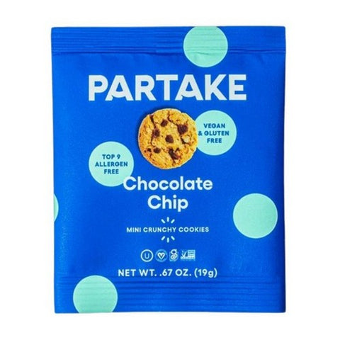 Partake Foods, Crunchy Chocolate Chip Cookies, 0.67 Oz (Case Of 100) Partake Foods