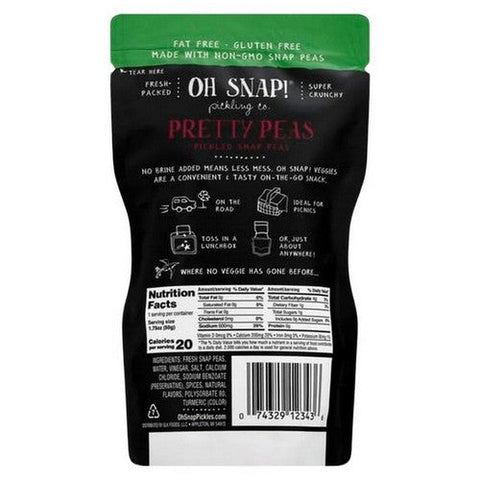 OhSnap!, Pretty Peas Pickled Snap Peas, 1.5 Oz (Case Of 12) OhSnap!