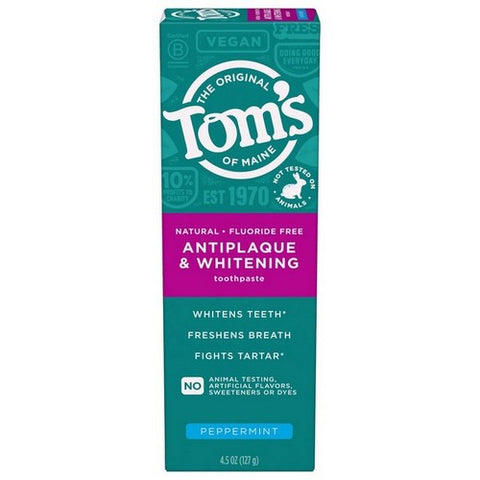 Tom's Of Maine, Peppermint Antiplaque And Whitening Toothpaste, 4.5 Oz (Case Of 6) Tom's Of Maine
