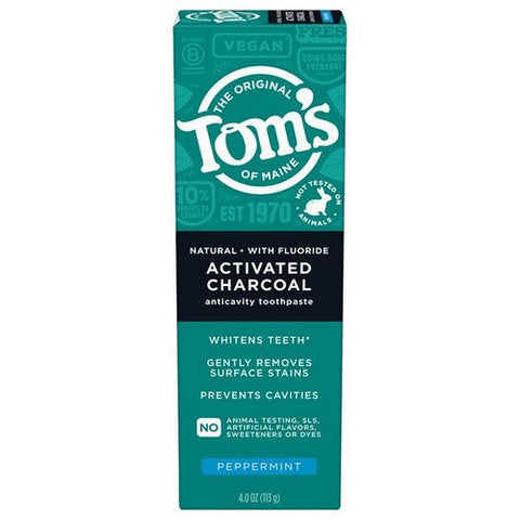 Tom's Of Maine, Anticavity Activated Charcoal Peppermint Toothpaste, 4 Oz (Case Of 6) Tom's Of Maine