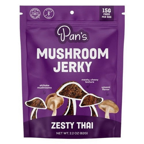 Pan's Mushroom Jerky, Mushroom Jerky Zesty Thai, 2.2 Oz (Case Of 6) Pan's Mushroom Jerky
