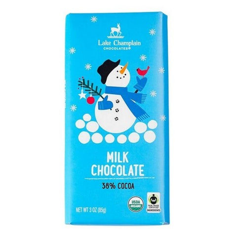 Lake Champlain, Organic Milk Chocolate Holiday 38% Cocoa Bar, 3 Oz (Case Of 12) Lake Champlain