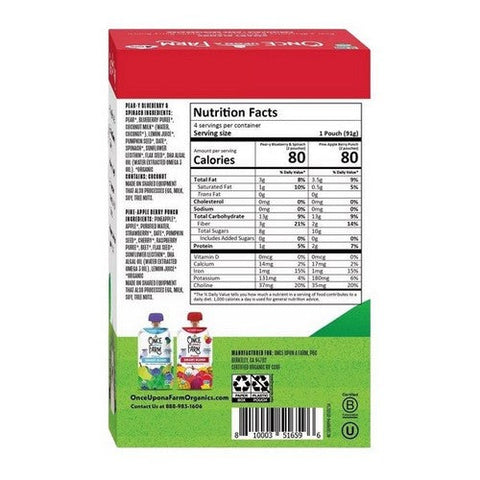 Once Upon A Farm, Baby Food Smart Blend 4 Pack, 12.8 Oz (Case Of 6) Once Upon A Farm