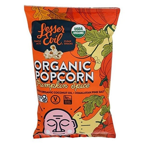 Lesser Evil, Organic Popcorn Pumpkin Spice Bag, 6.4 Oz (Case Of 12) Lesser Evil
