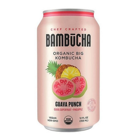 Bambucha Kombucha, Guava Punch Organic Big, 12 Oz (Case Of 12) Bambucha Kombucha