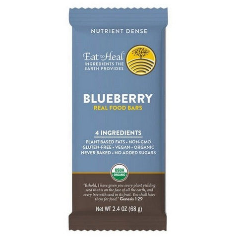 Eat To Heal, Organic Blueberry Bar, 68 Grams (Case Of 10) Eat To Heal