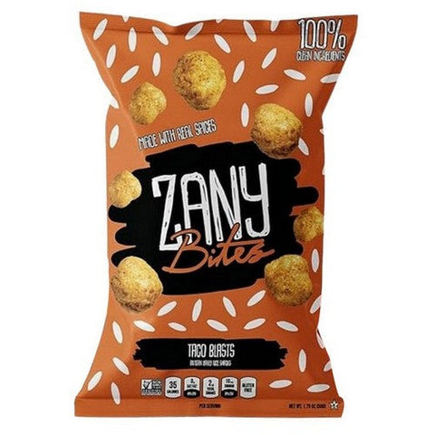 Zany Bites, Taco Blasts Rice Snack, 1.75 Oz (Case Of 5) Zany Bites