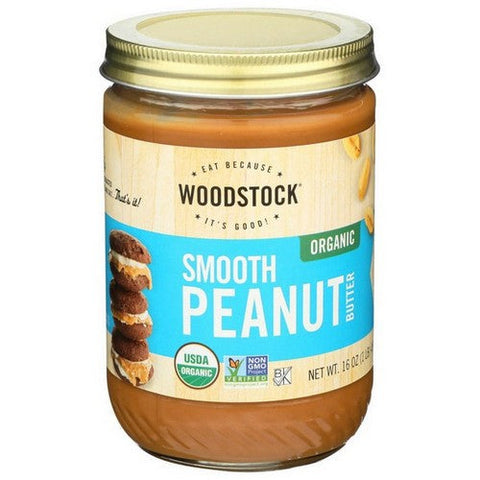 Woodstock, Smooth Organic Peanut Butter, 16 Oz (Case Of 12) Woodstock