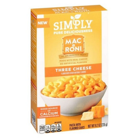 Simply Mac A Roni, Macroni Three Cheese Flavor Pasta With Flavored Sauce, 8.2 Oz (Case Of 12) Simply Mac A Roni