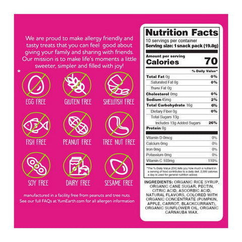 YumEarth, Organic Fruit Snacks Tropical, 7 Oz (Case Of 6) YumEarth