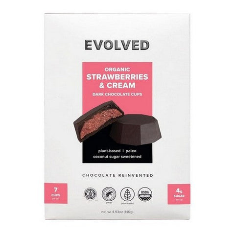 Evolved, Organic Cups Dark Strawberry Cream, 4.93 Oz (Case Of 6) Evolved
