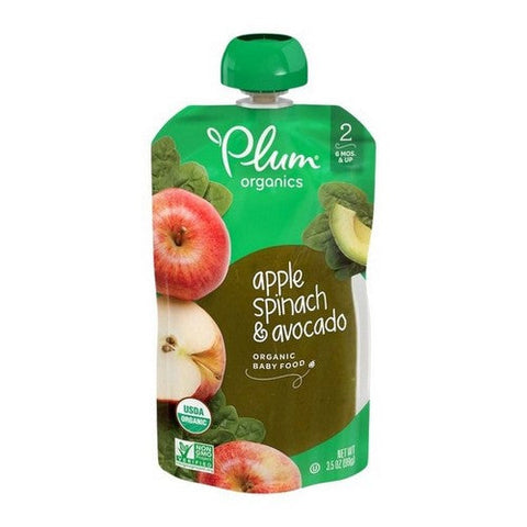 Plum Organics, Organic Stage2 Blends Baby Food Apple Spinach Avocado, 3.5 Oz (Case Of 6) Plum Organics