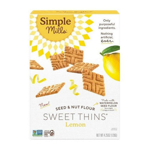 Simple Mills, Seed And Nut Flour Lemon Sweet Thins, 4.25 Oz (Case Of 6) Simple Mills