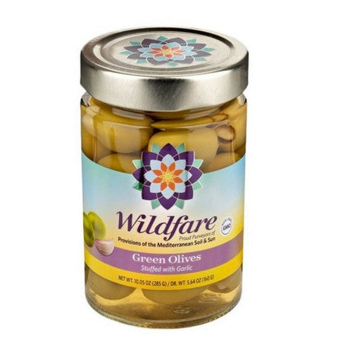 Wildfare, Olives Green Stuffed Garlic, 10.05 Oz (Case Of 6) Wildfare