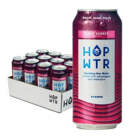 Hop Water, Sparkling Hop Water Black Cherry, 16 Oz (Case Of 12) Hop Water