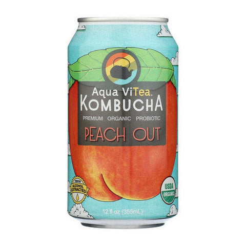 Aqua Vitea, Organic Tea Kombucha Peach Out, 12 Oz (Case Of 12) Aqua Vitea